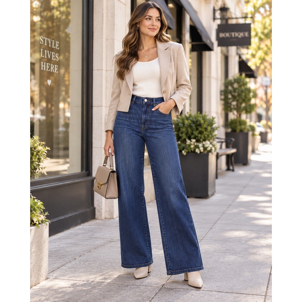 FRAME Le Slim Palazzo Jeans size28 Dark Indigo High Rise Wide Leg Designer Denim